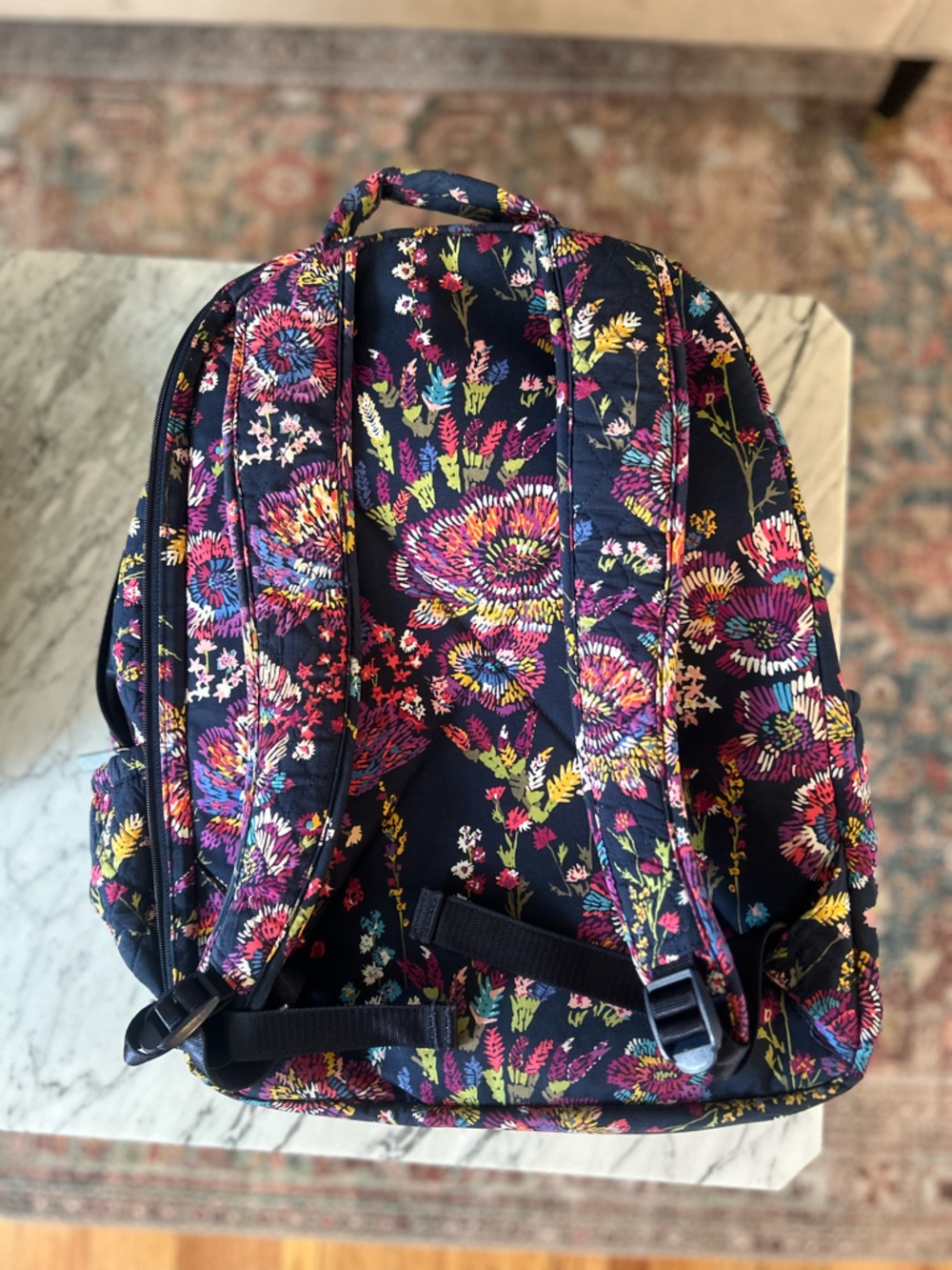 Vera Bradley Floral Quilted Backpack Travel School Bag - Picture 6 of 10